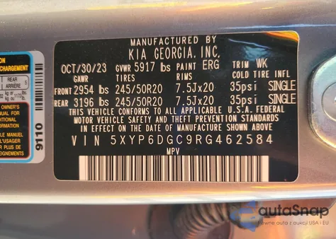 2024 Kia Telluride S z USA, uszkodzony, nr VIN 5XYP6DGC9RG462584